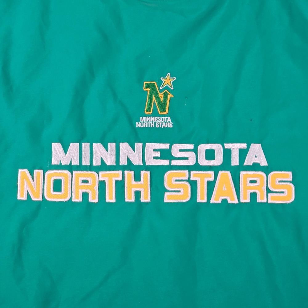 Minnesota North Stars Windbreaker Jacket Mens 2XL Green Spell Out Adjustable Y2K - Picture 3 of 11